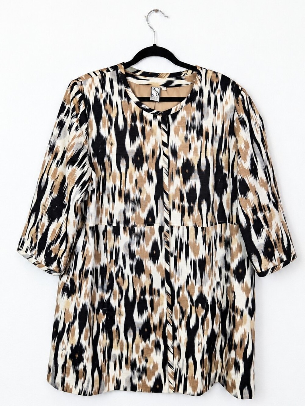 Silk Land 1X Silk Ikat Jacket Art to Wear Lagenlook Boho Plus Size Queen Baddie